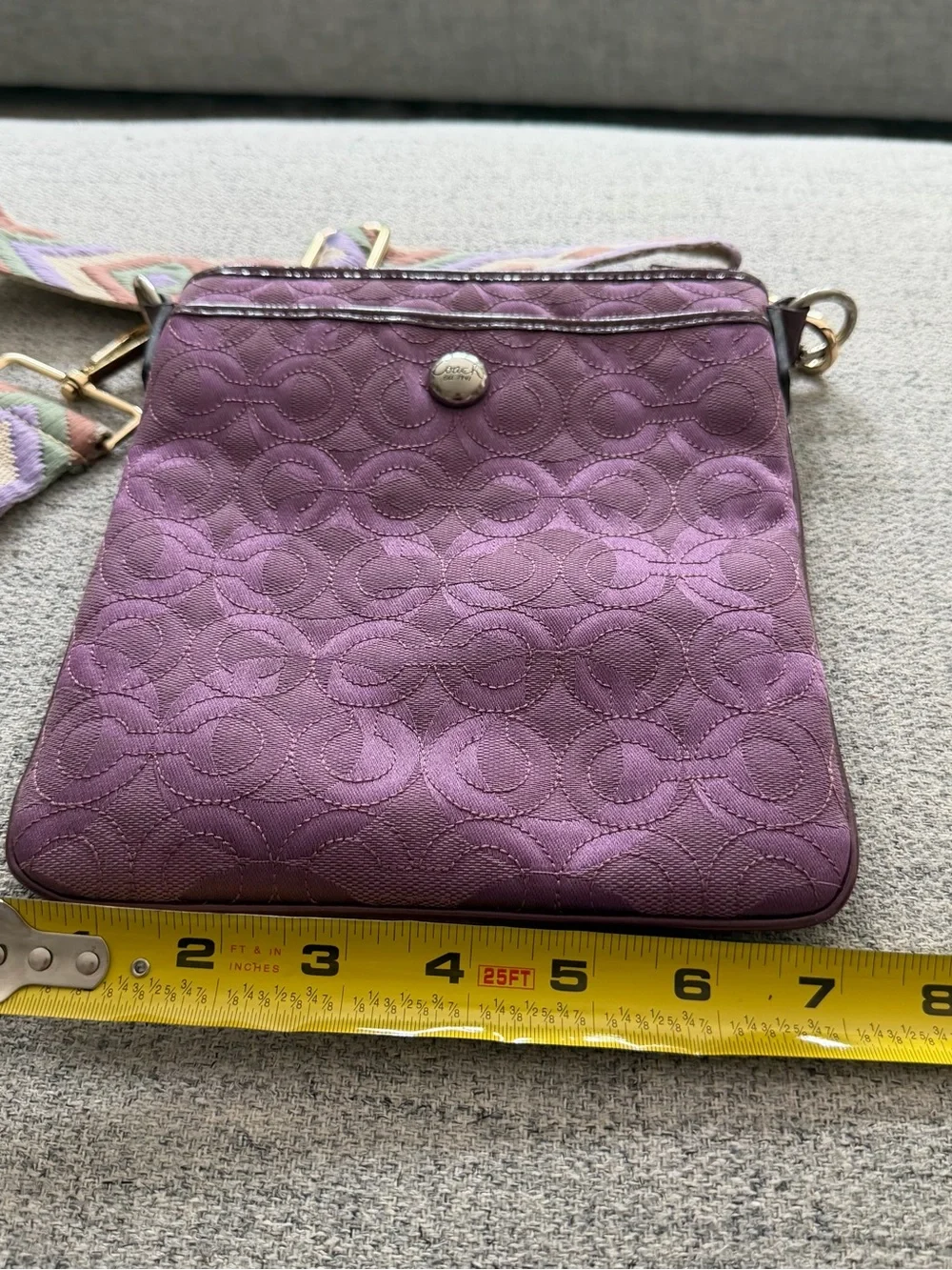Coach Purple Crossbody with Patterned Strap
